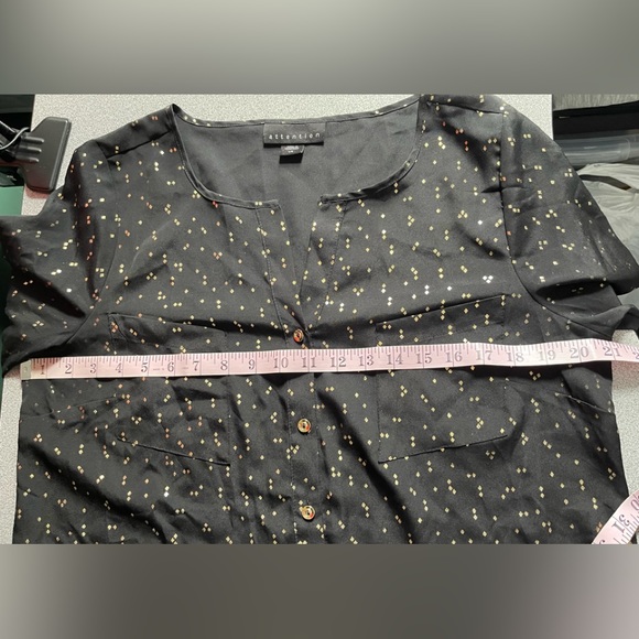 Attention Black & Gold Blouse Size Large - Picture 9 of 11